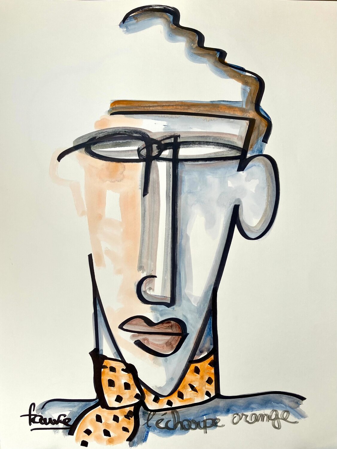 L'echarpe Orange Fauve Original painting for sale
