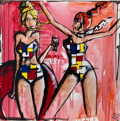 Playa avec  Piet !! de Lydia Delectorskaya, Pintura a la venta en Singulart