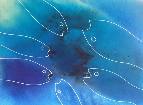 circle of fish van Eran shmueli, Schilderij te koop op Singulart