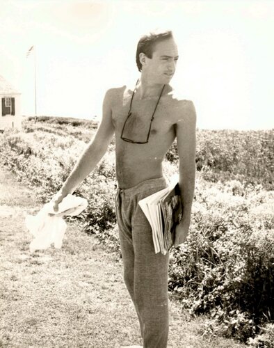 Jon Gould with Magazines in Montauk by Andy Warhol, Photography for Sale on Singulart