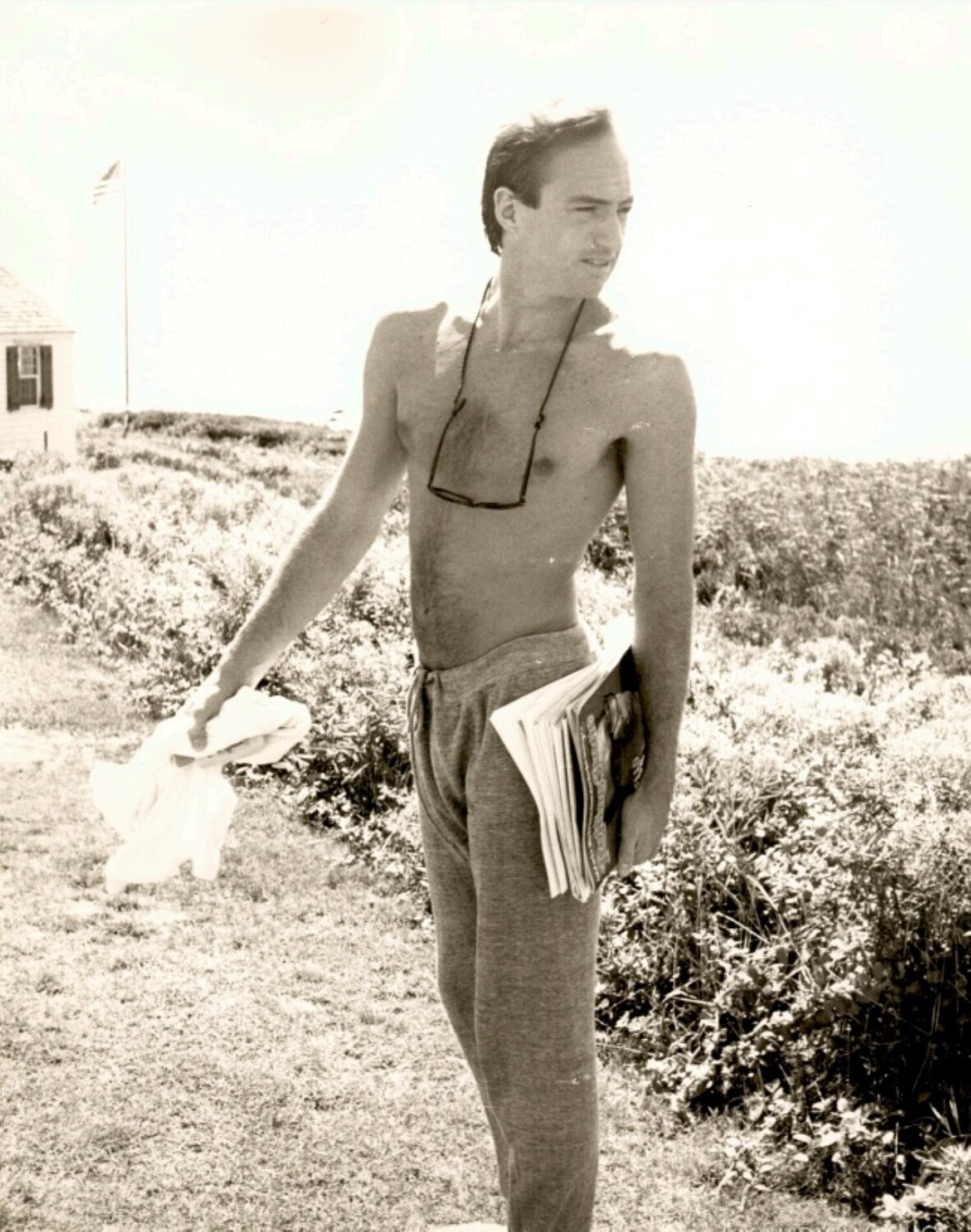 Jon Gould with Magazines in Montauk Andy Warhol Fotografie te koop