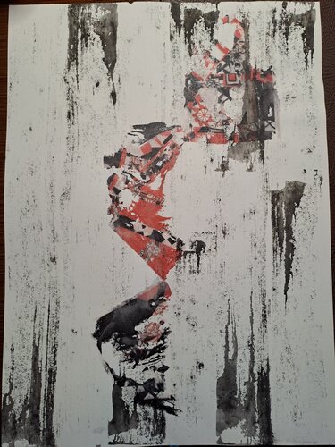 Inkstone plus black white red di Nina Florence Juncker, Opera su carta in vendita su Singulart