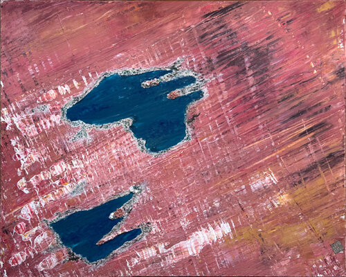 Earth Top View 014 - Seen von Ounianga Tschad 19°05'N 20°30'E di Siegmar Ahlvers, Pittura in vendita su Singulart