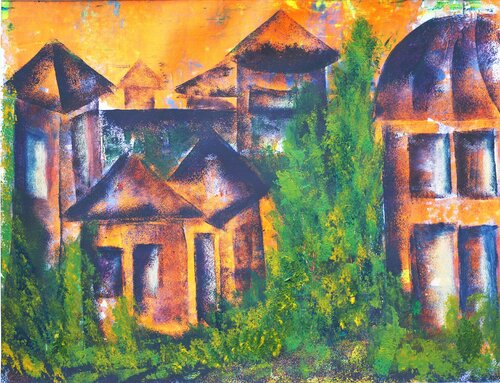 Cittá Medievale - Mittelalterliche Stadt de Siegmar Ahlvers, Pintura a la venta en Singulart