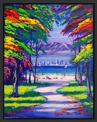 Eliat (framed original painting on canvas) di Janos Kardos, Pittura in vendita su Singulart