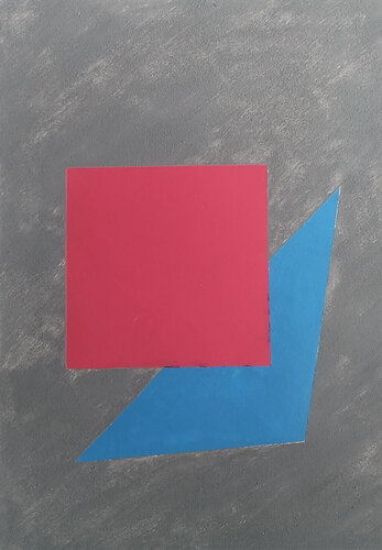 Studio N. 3 "Quadrato rosso su triangolo azzurro" van Lino Spada, Werk op papier te koop op Singulart