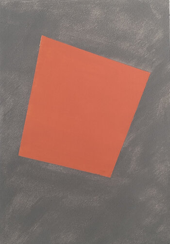 Studio N. 5 “Poligono arancione caldo su sfondo grigio neutro” von Lino Spada, Werk auf Papier kaufen auf Singulart