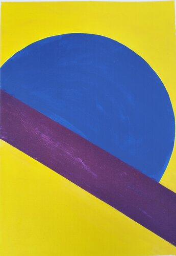 Studio N. 10, "Cerchio blu su fascia viola" par Lino Spada, Œuvre sur papier en vente sur Singulart