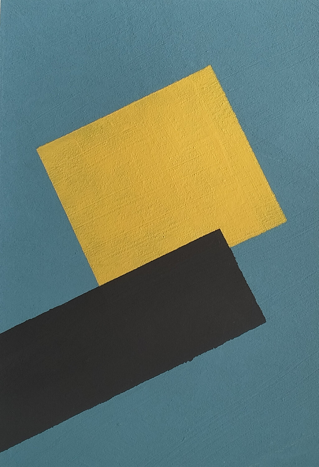 Studio N. 4 "Banda nera su quadrato giallo e fondo azzurro" Lino Spada Werk auf Papier zu verkaufen