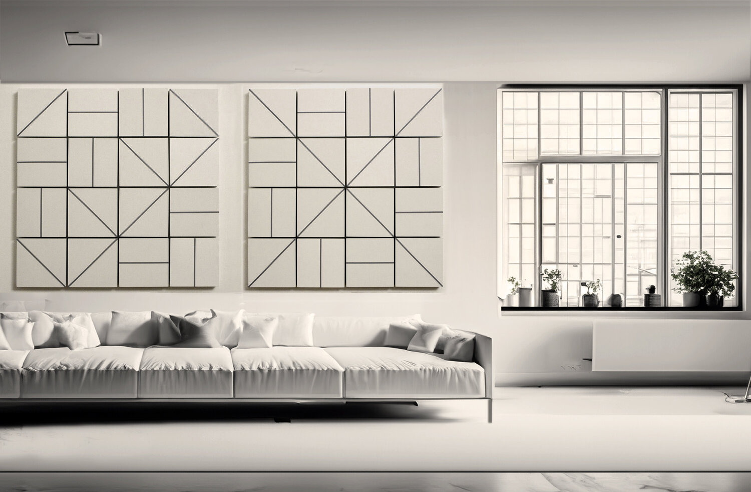 Black and White Geometrics - Natasha Lara Hughes APARTMENT HD Originalgemälde zu verkaufen