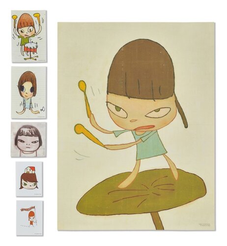 Marching on a Buttefbur Leaf (with exclusif set of 5 stickers) by Yoshitomo Nara, Print for Sale on Singulart