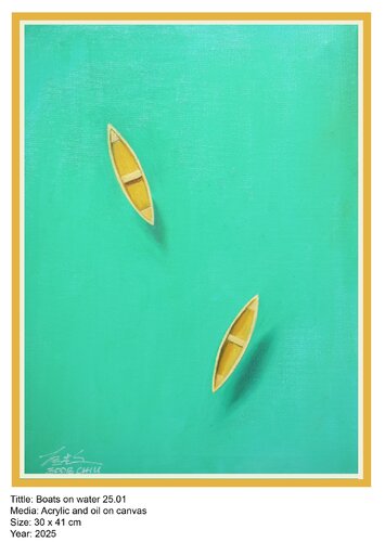 Boats on water by Eddie Chiu, Painting for Sale on Singulart