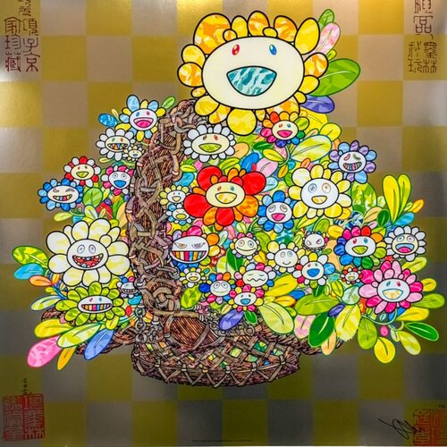 Flowers in a basket de Takashi Murakami, Impresión a la venta en Singulart