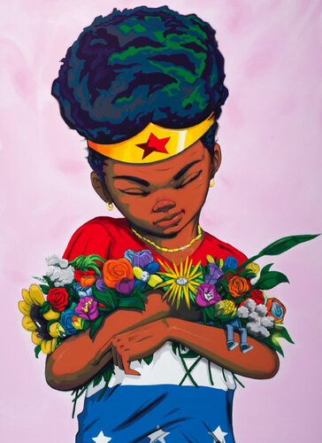 Girl with Flowers di Hebru Brantley, Stampa in vendita su Singulart