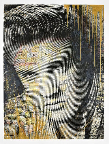 King of Rock (Gold, Elvis Presley) by Mr. Brainwash, Print for Sale on Singulart