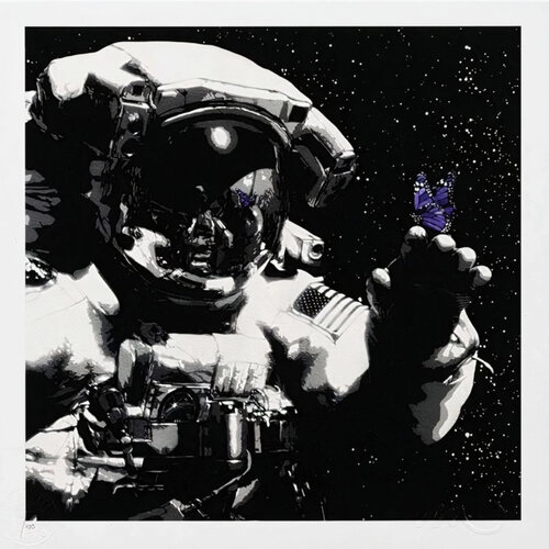 Eternal Reflection (Lilac, Purple Butterfly, Astronaut) par Martin Whatson, Édition en vente sur Singulart