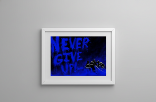 Superheroes NEVER GIVE UP! (Blue, L.A Fires) by Mr. Brainwash, 인쇄 for Sale on Singulart