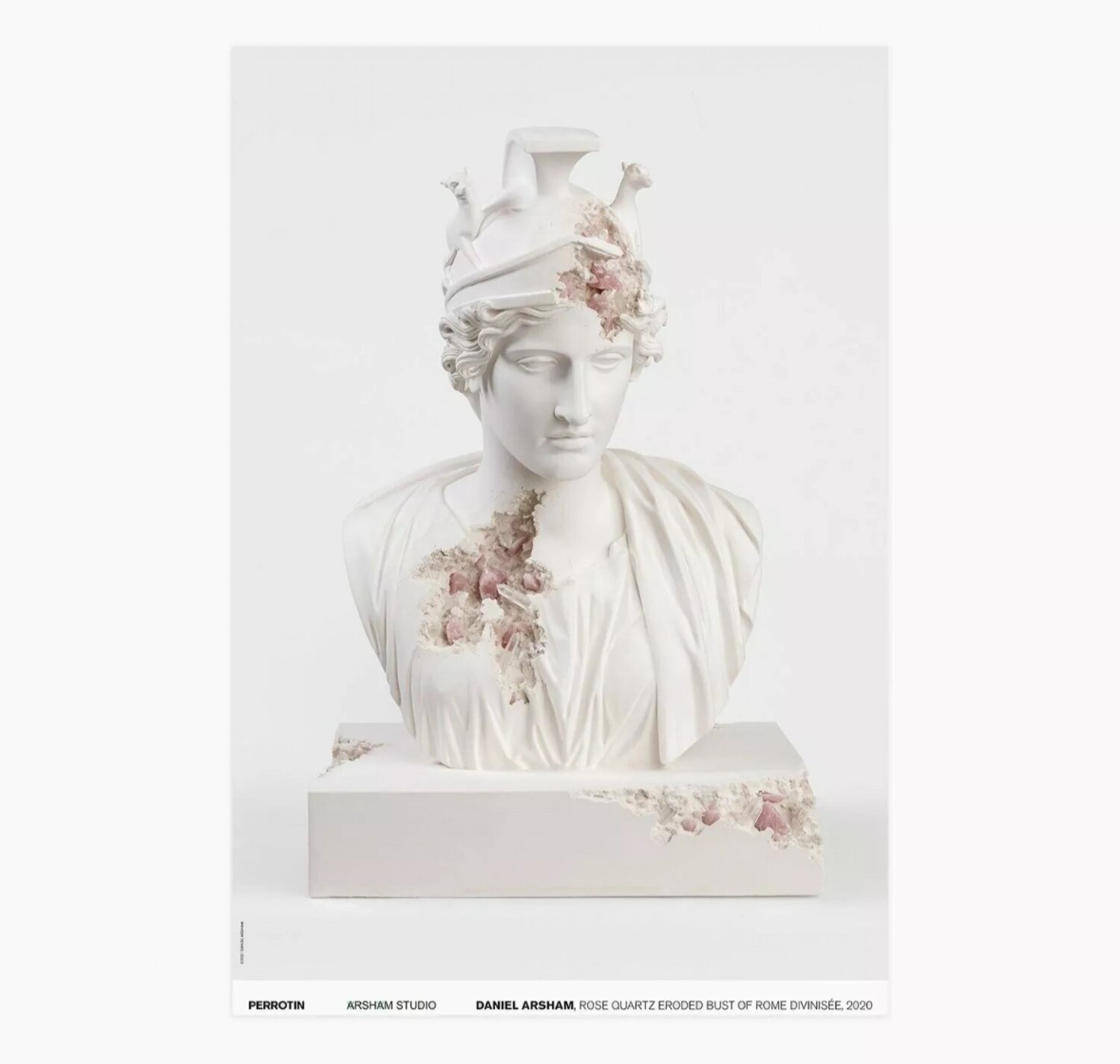 ROSE QUARTZ ERODED BUST OF ROME DIVINISÉE Daniel Arsham