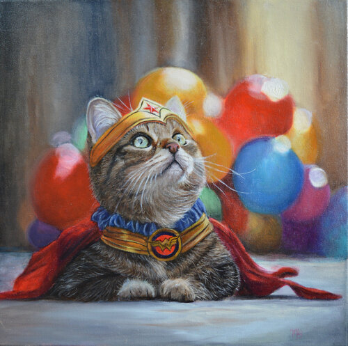 Wonder Cat de Maria Arias, Pintura a la venta en Singulart