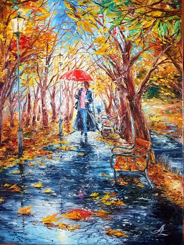 Herbstallee von Anna Lang, Malerei kaufen auf Singulart