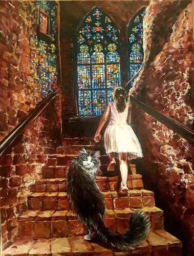 Alice und der Cheshire-Kater von Anna Lang, Malerei kaufen auf Singulart