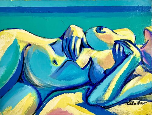 Nu bleu à la Plage van Ignacio Caballero, Schilderij te koop op Singulart
