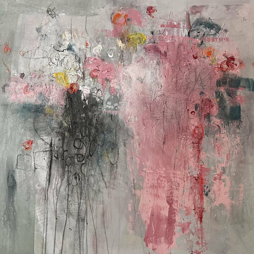 Between Heaven and Earth : Morning Sky Turns a Brilliant Pink de Stephanie Visser, Pintura a la venta en Singulart