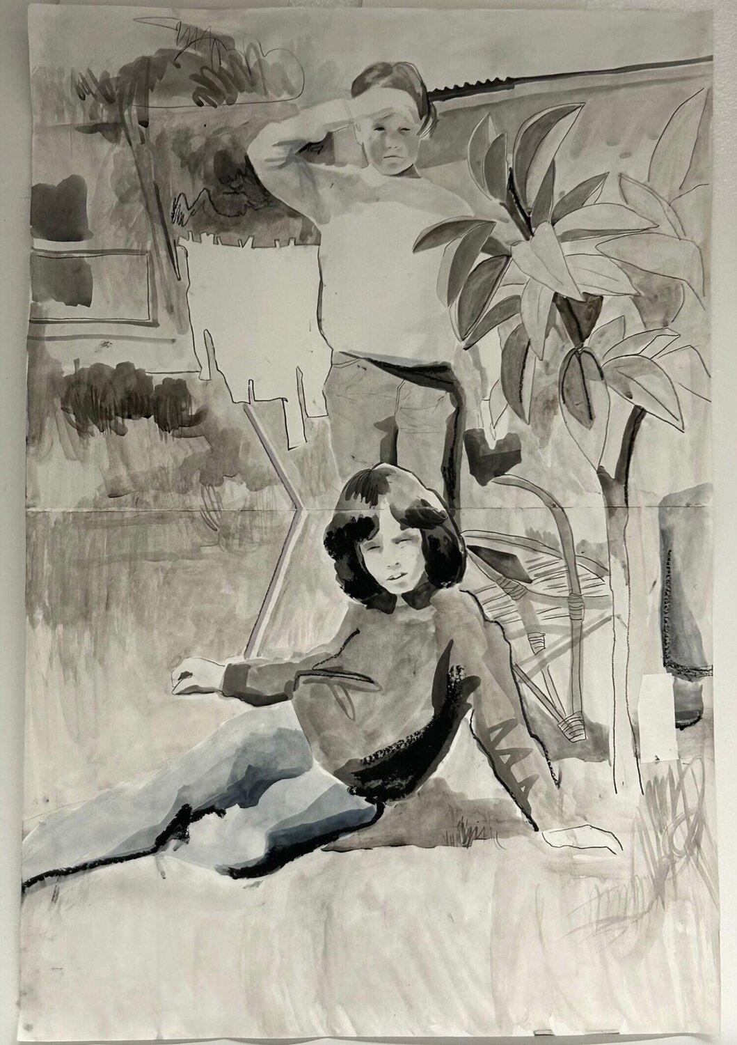 Front Yard, 1981 Darya Arad Origineel schilderij te koop