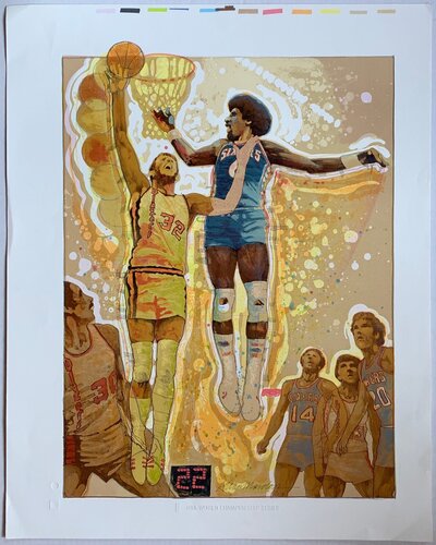 Julius "Dr. J" Erving vs. Bill Walton (NBA World Championship - Portland Trailblazers vs. Philadelphia 76ers) by Allan Mardon, Print for Sale on Singulart