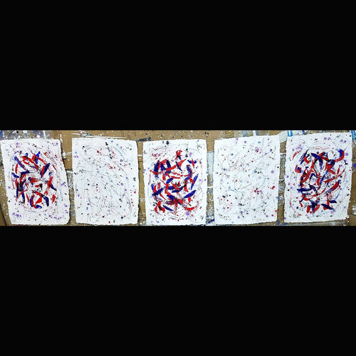 Orbitals: 5 works sold as one painting: Sharp Orbital Envelope 1s,  Diffuse Orbital Firmament 2s, Fundamental Orbital Ambience 2px, Azimuthal Orbital Aura 2py, Atmospheric Orbital Cloud 2pz van Peter Sahlman, Werk op papier te koop op Singulart