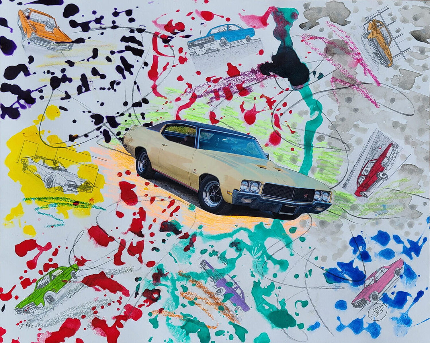 LOWbROW ArT: 60s-70s MUSCLEcAR IX Peter Sahlman Werk auf Papier zu verkaufen