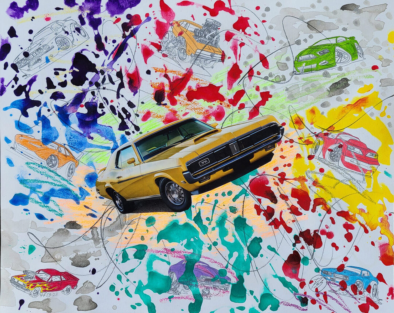 LOWbROW ArT: 60s-70s MUSCLEcAR V Peter Sahlman Werk auf Papier zu verkaufen
