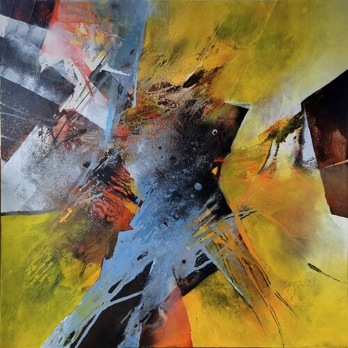 C_128_"Impact into Yellow" von Martina Hartusch, Malerei kaufen auf Singulart