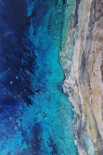 SC 220_Blue Shore by Martina Hartusch, 회화 for Sale on Singulart