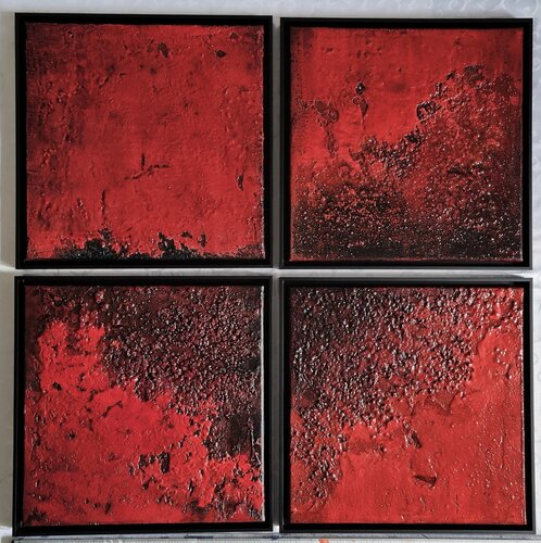 "BURST"_SMC_50_51_52_52a  (4_REDs) van Martina Hartusch, Schilderij te koop op Singulart