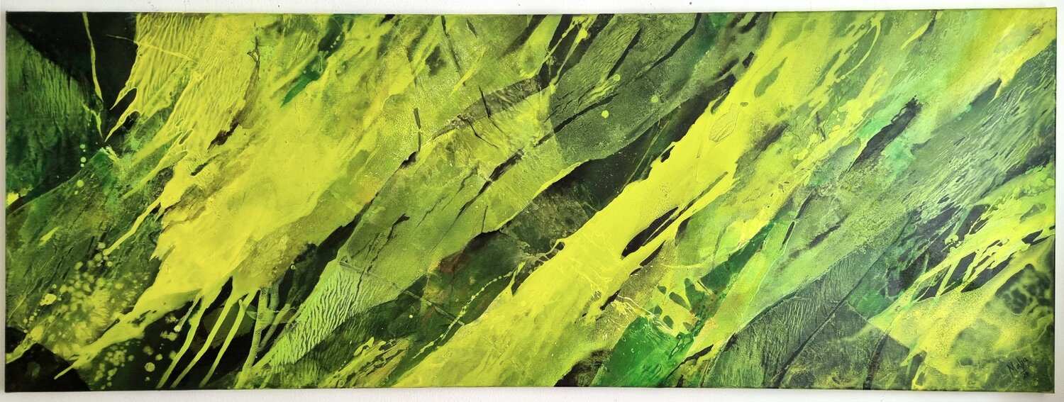 C_127_Green Leaves of Spring Martina Hartusch Originalgemälde zu verkaufen