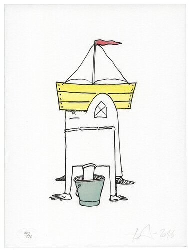 Tête dans le sceau von Lars Nørgård, Druck kaufen auf Singulart