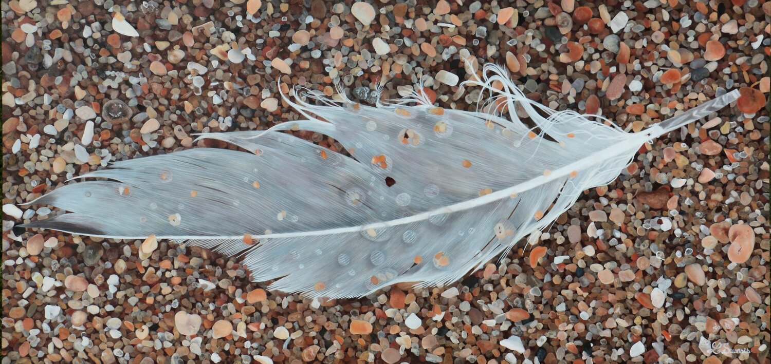 Sur la plage abandonnée Laurence Saunois Originalgemälde zu verkaufen