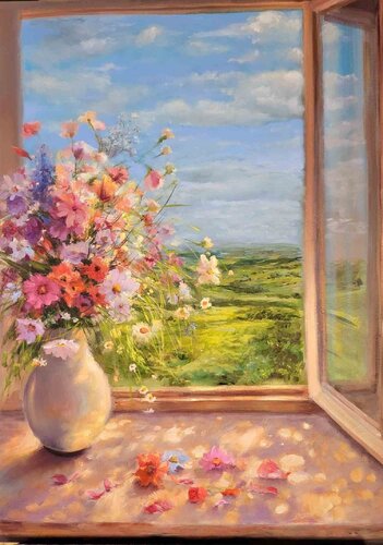 Window into spring by Elena Mardashova, Painting for Sale on Singulart