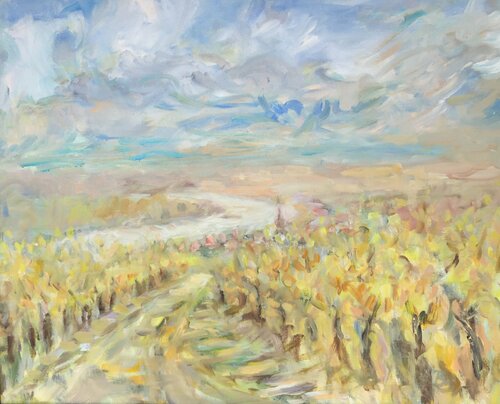 BLICK ZUM RHEIN IM HERBST by Barbara Schauß, Painting for Sale on Singulart