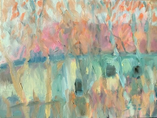ROSIGER MORGEN (WIESENMÜHLE) di Barbara Schauß, Pittura in vendita su Singulart