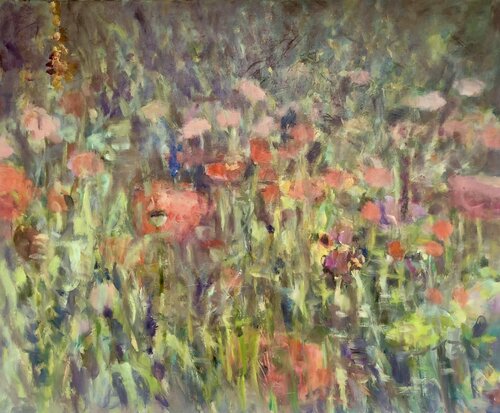 Mohnblumenfeld di Barbara Schauß, Pittura in vendita su Singulart