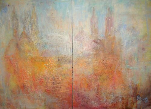 DOM ZU WORMS, Morgenstimmung (Diptychon) di Barbara Schauß, Pittura in vendita su Singulart