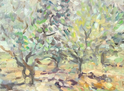 APFELBÄUME IM SOMMER van Barbara Schauß, Schilderij te koop op Singulart