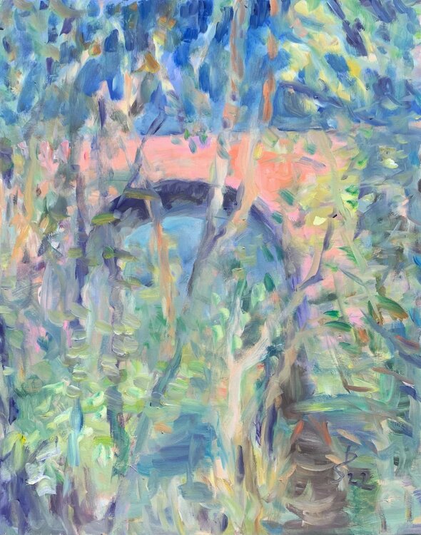 DIE ROTE BRÜCKE IM SOMMER Barbara Schauß