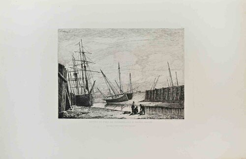 Entrée du Port de Courseulles à Marée Basse von Pierre-Émile Berthélemy, Druck kaufen auf Singulart