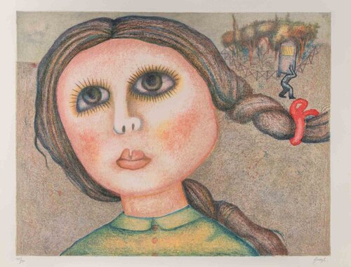  Portrait of a Girl by Enrico Benaglia, Print for Sale on Singulart