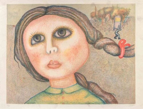 Portrait of a Girl van Enrico Benaglia, Afdruk te koop op Singulart