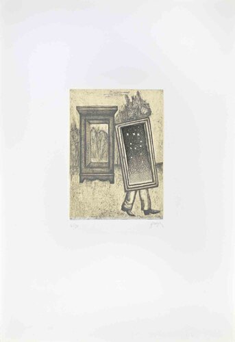 Untitled (Figure Carrying a Frame) von Enrico Benaglia, Druck kaufen auf Singulart