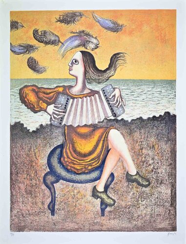 The Accordion Player von Enrico Benaglia, Druck kaufen auf Singulart